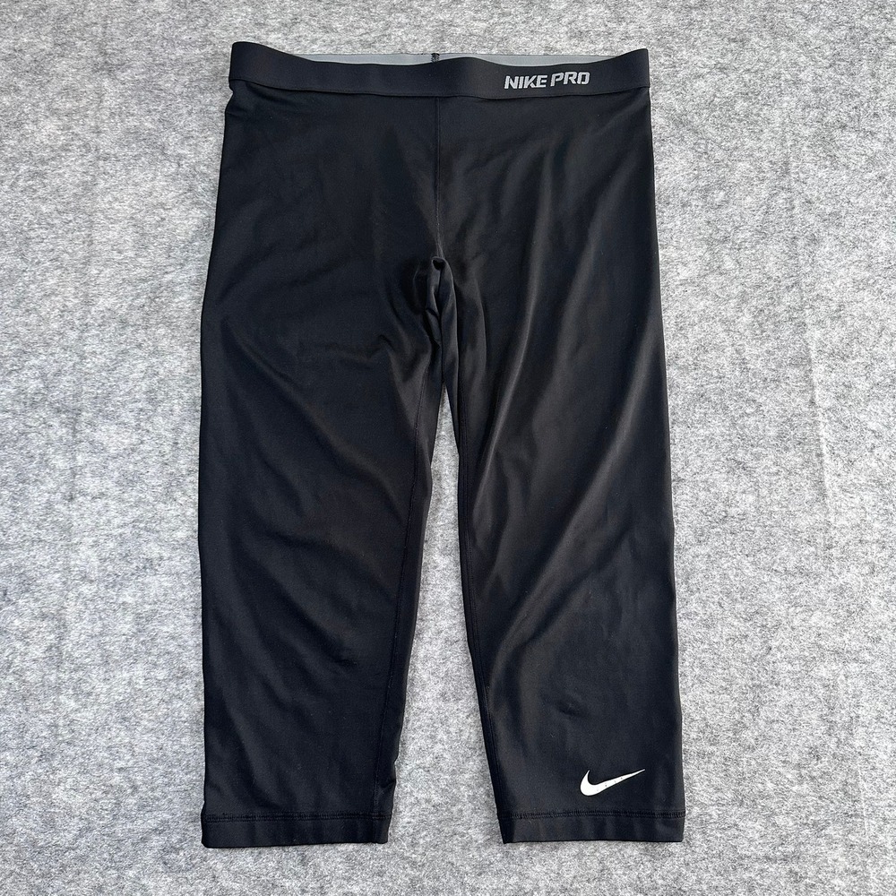Nike Pro Capri Leggings Black Dri-FIT Cropped Tight Womens‎ Size XL